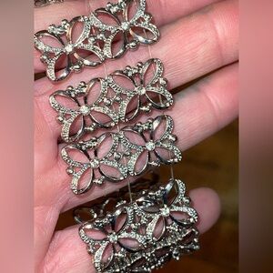 Unique silver with crystals flower bracelet